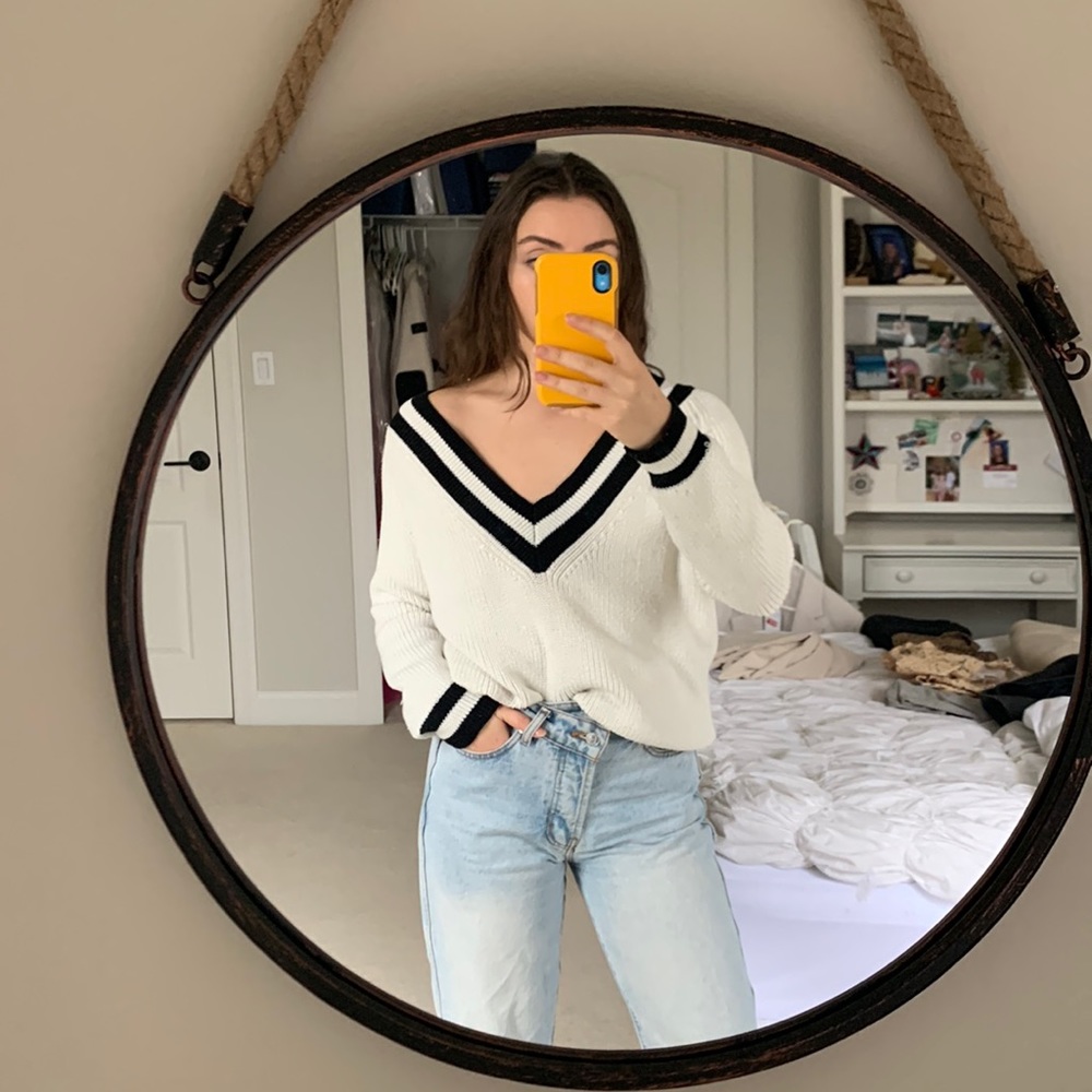deep v neck sweater